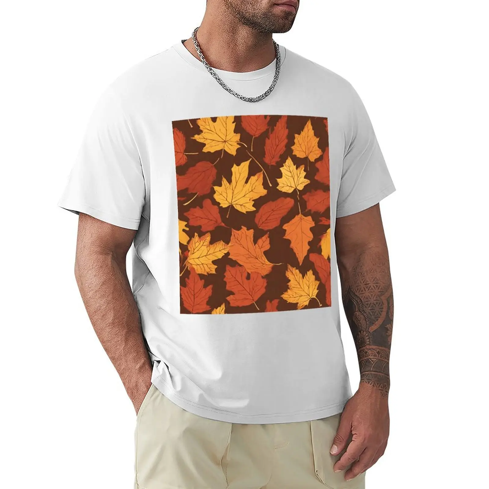 

Fall leaves T-shirt summer clothes quick drying funnys heavyweight t shirts for men