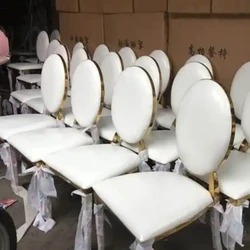 24pcs)Stainless steel dining  for banquet chiavari luxury king event  gold chair and tables throne wedding chairs 79