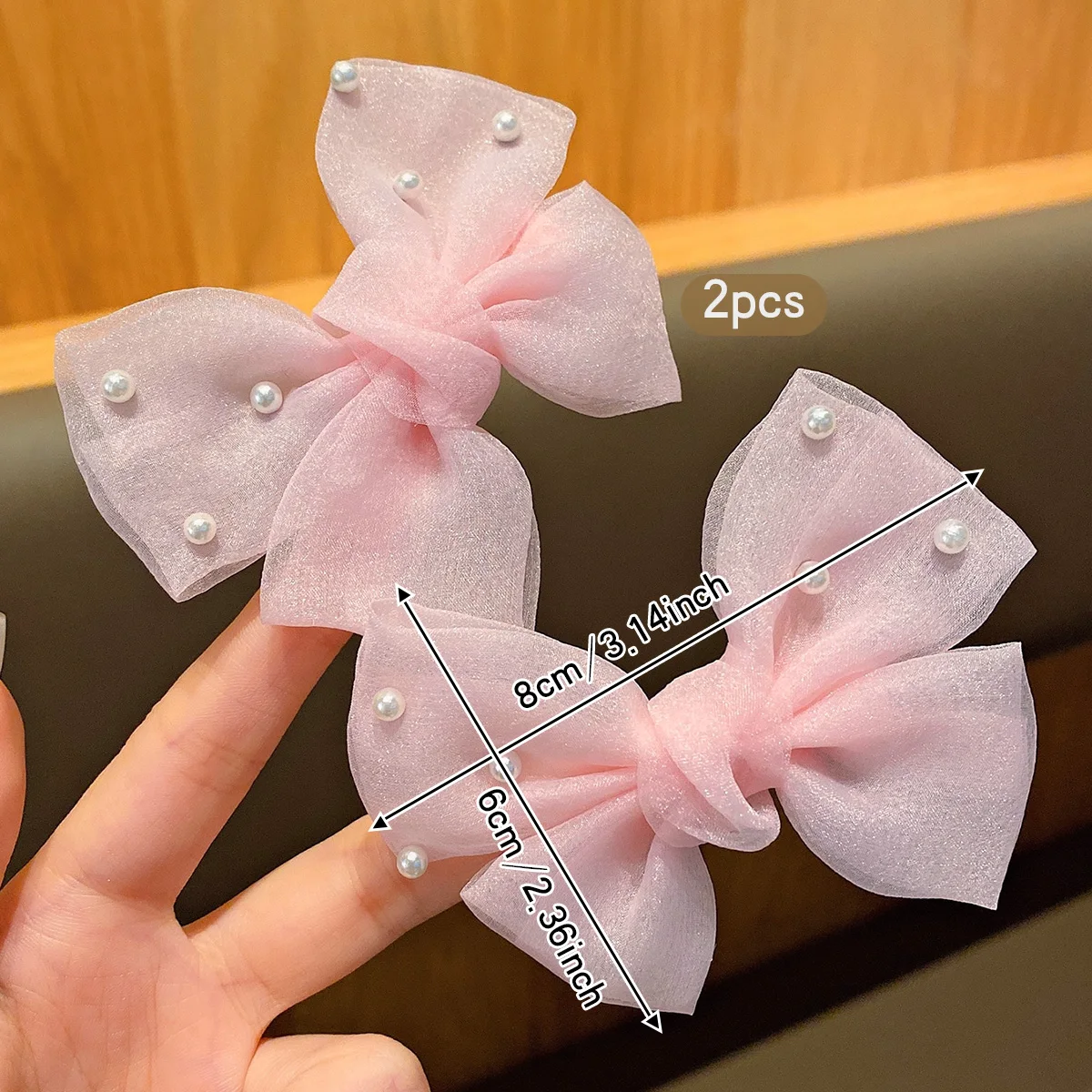 2 rosa Haarspangen mit Schleife, süß und süß, geeignet für den täglichen Gebrauch als Haarschmuck – Detail 3