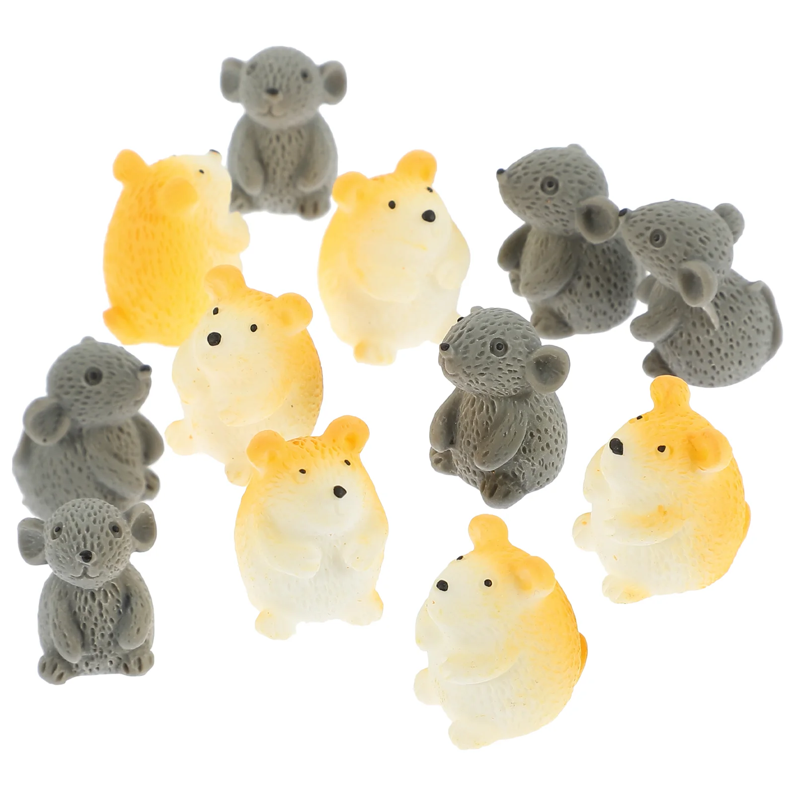 12 Pcs Snails Mini Mouse Hamster Ornaments Micro Landscape Animals Resin Statue