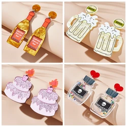 YAOLOGE Creative Flower Heart Geometry Drop Earrings For Women Girl New Trend Acrylic Lady Ear Jewelry Gift Party серьги 2023