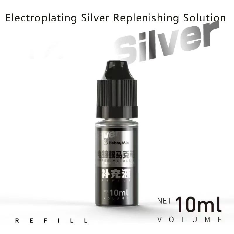 HOBBY MIO Super Electroplated Metallic Silver Marker Refill Airbrush Spraying Assembly Model Toy Coloring Marker Refill 10ML