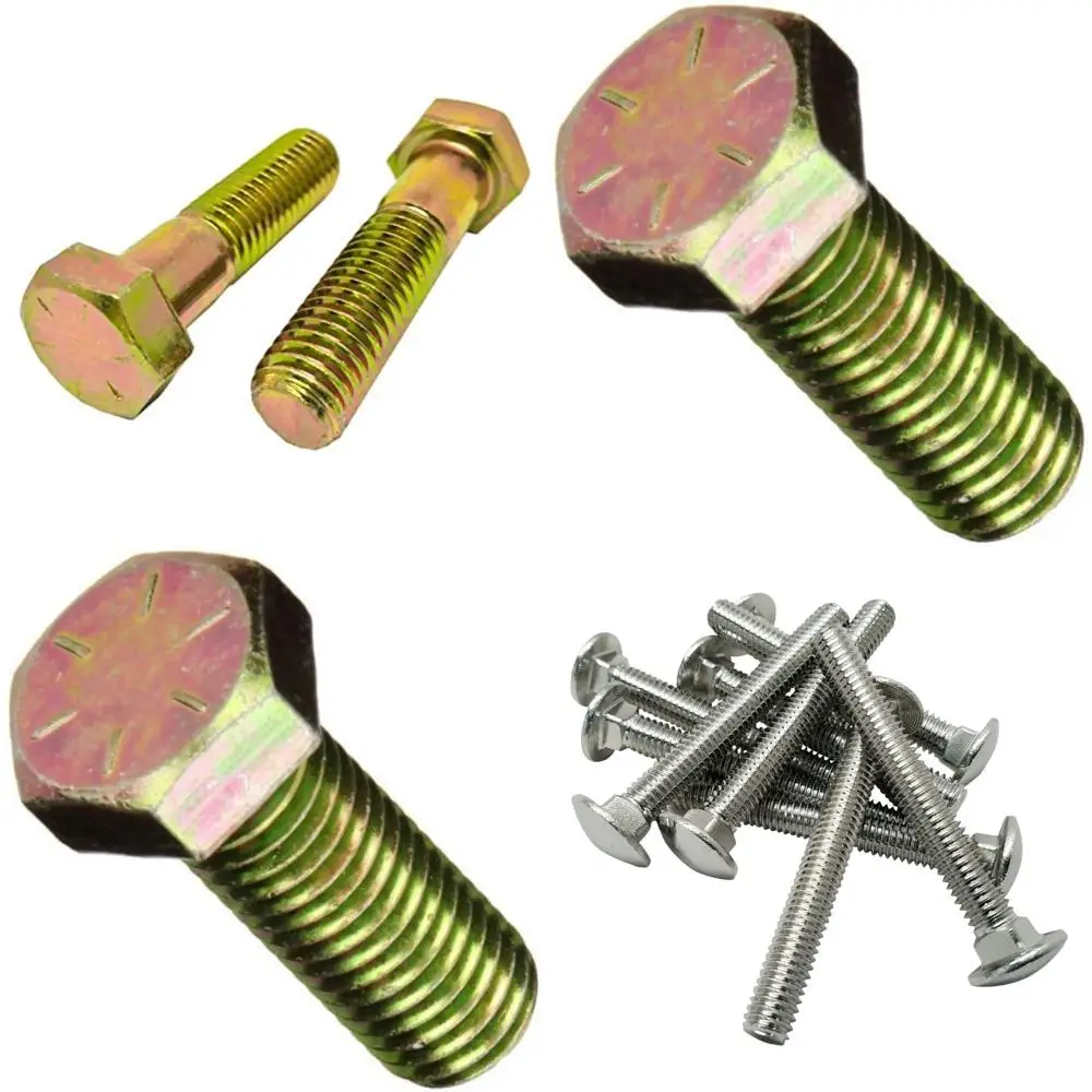 مسامير ذات غطاء سداسي أصفر من الزنك من الدرجة 8 5/8-11 × 3-1/2 خيط خشن مجموعة مكونة من 100 قطعة ملولبة جزئيًا بطول خيط 1.5 بوصة #1