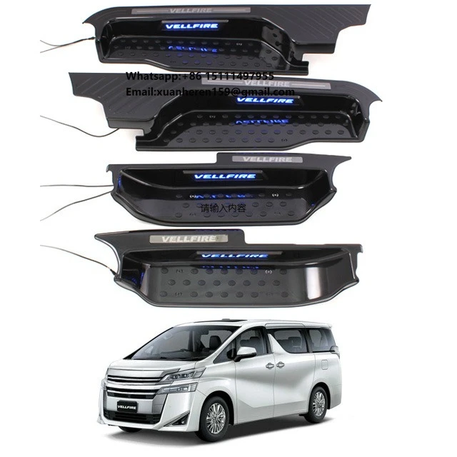 

Накладки на пороги с LED-подсветкой из нержавеющей стали 304 для Toyota Vellfire 2015-2022, аксессуары для тюнинга экстерьера автомобиля