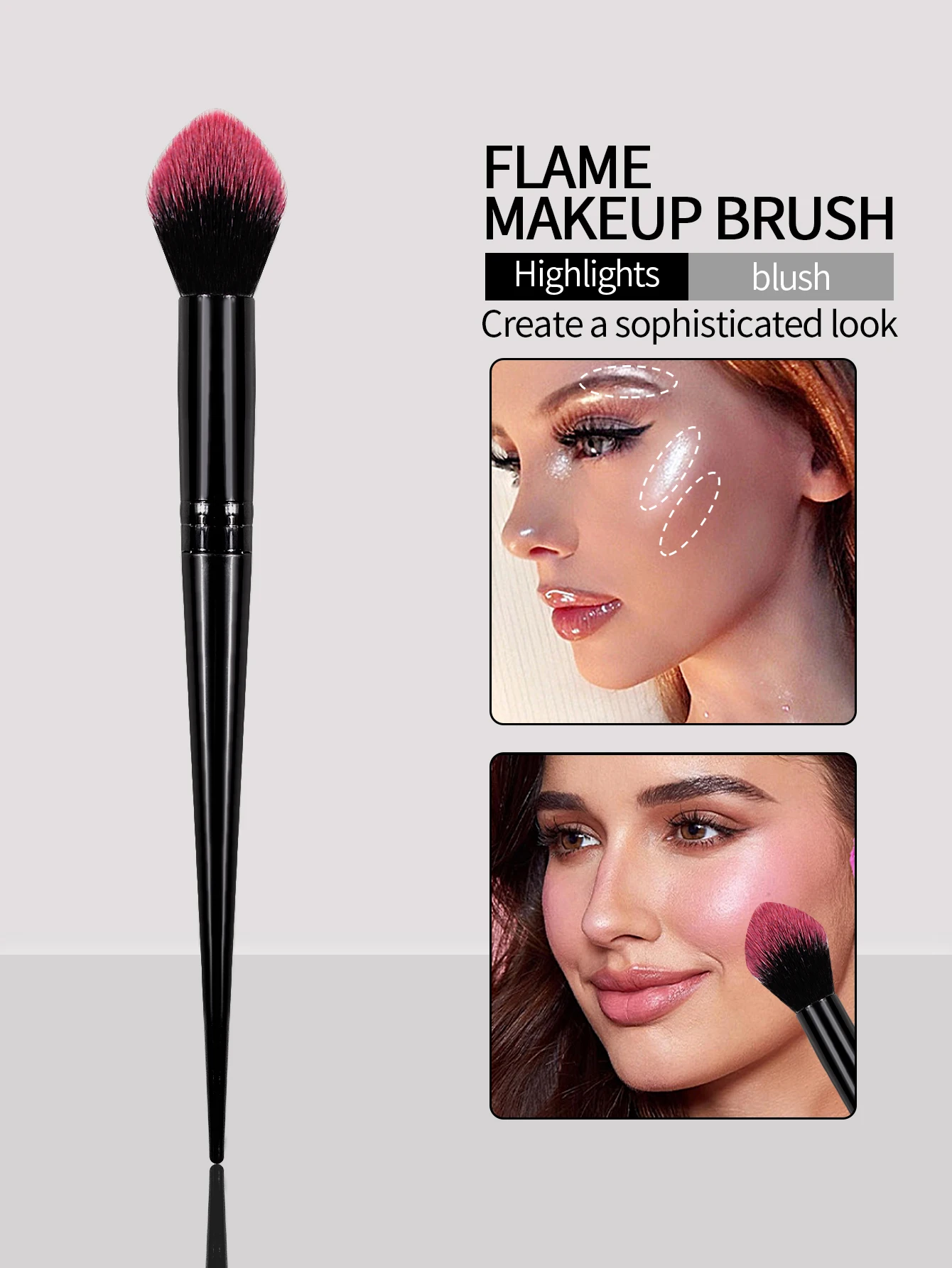 Pennello per sfumare evidenziatore professionale per trucco viso Pennello per fard con manico lungo Pennello per correttore Strumenti per trucco di bellezza