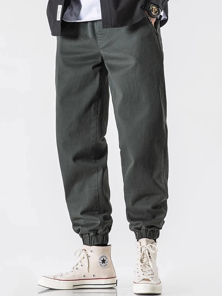 

Мужские рабочие брюки с эластичным поясом, весна-осень 2024, модные повседневные брюки-чинос с манжетами, осень-зима