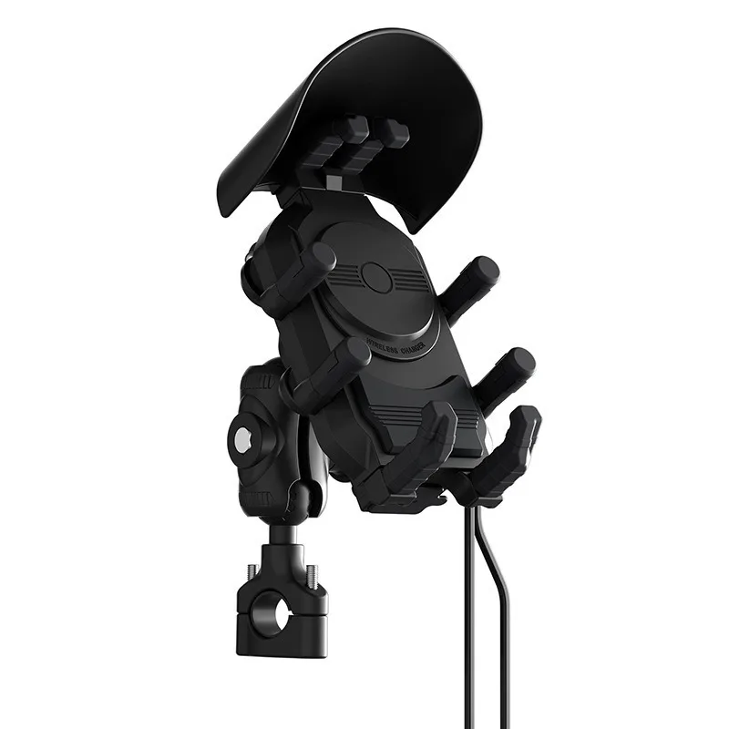 Motorcycle Wireless Charging Phone Mount Vibration Dampening Dual Fast Charging Holder for Delivery Riding Anti‑Shock