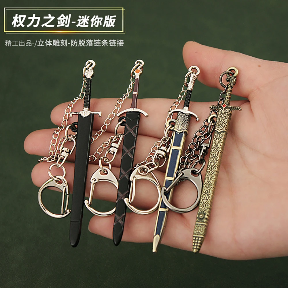 Espada blackfyre de jogo de 9cm com corrente anti-perda aegon o conquistador dos tronos medieval vintage todo em metal modelo de espada chaveiros