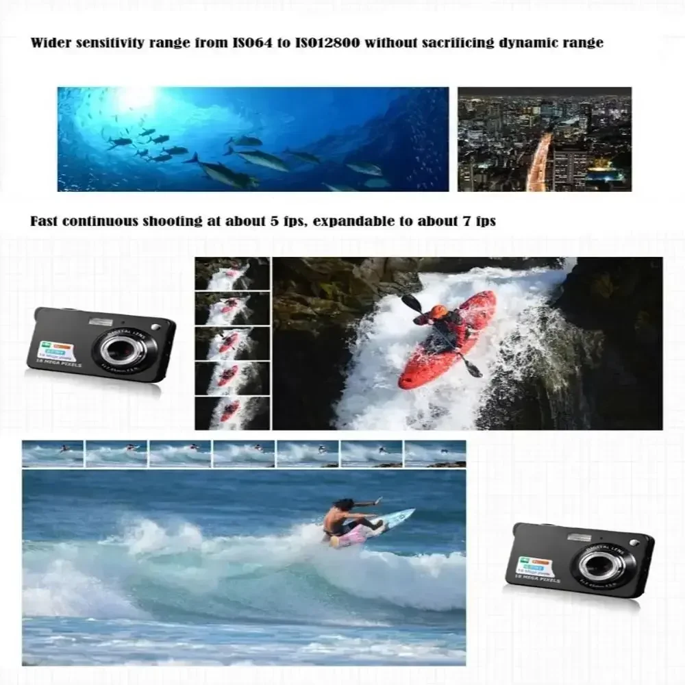 18 MP with LCD Screen Rechargeable HD Digital Camera CCD Video Camera Outdoor Anti-Shake Support Sd Card Child Cameras