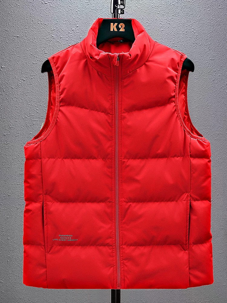 Big Size 8xl White Duck Down Padded Warm Vest Men Sleeveless Jacket Solid Color Red Blue Casual 7xl 6xl Puffer Gilet Waistcoat