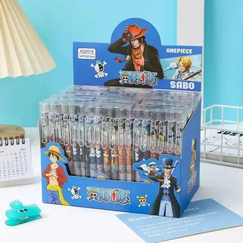 

New Bandai Cartoon One Piece Anime Metal Hook Student Press Pen Gel Pen Creative Cartoon Stationery 0.5mm Bullet Black Ink Gift