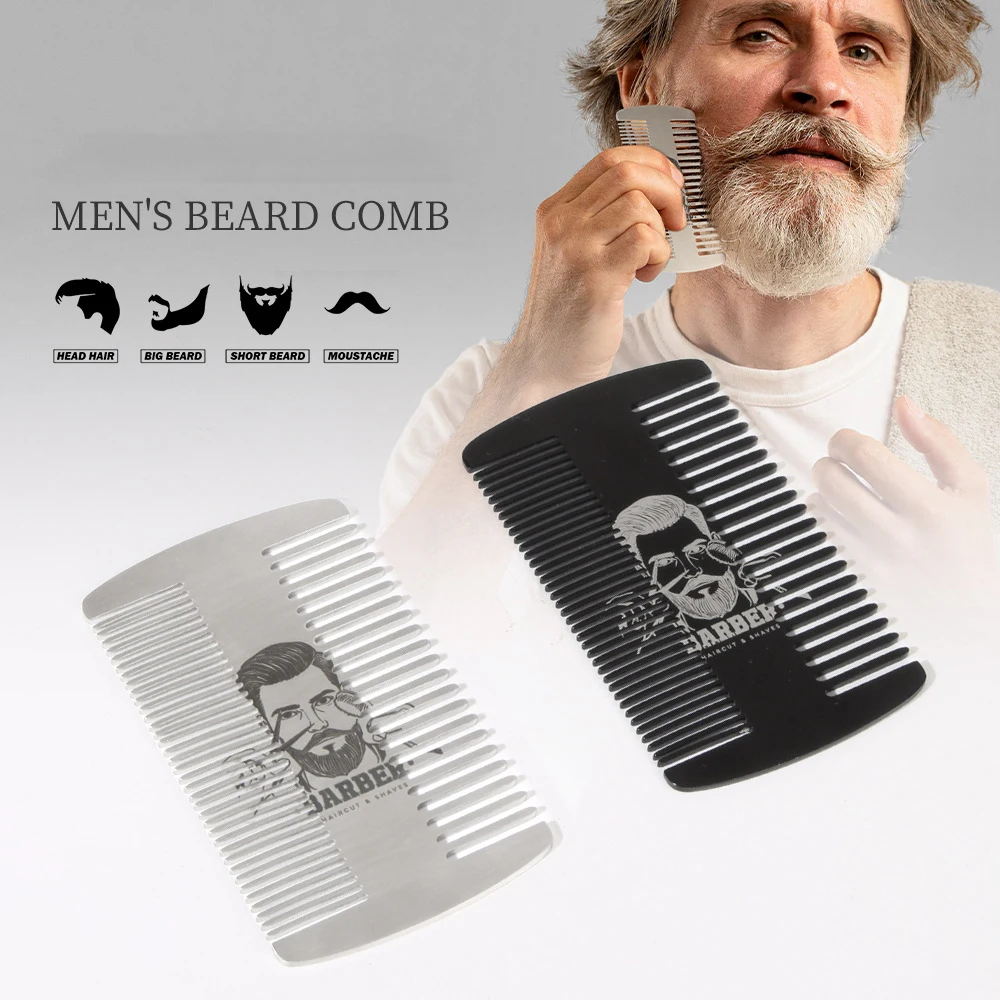 1 pçs pentes de bolso aço inoxidável dente largo cabeça óleo pente barba pentear barbeiro máquina cortar cabelo pente salão estilo cabelo ferramentas