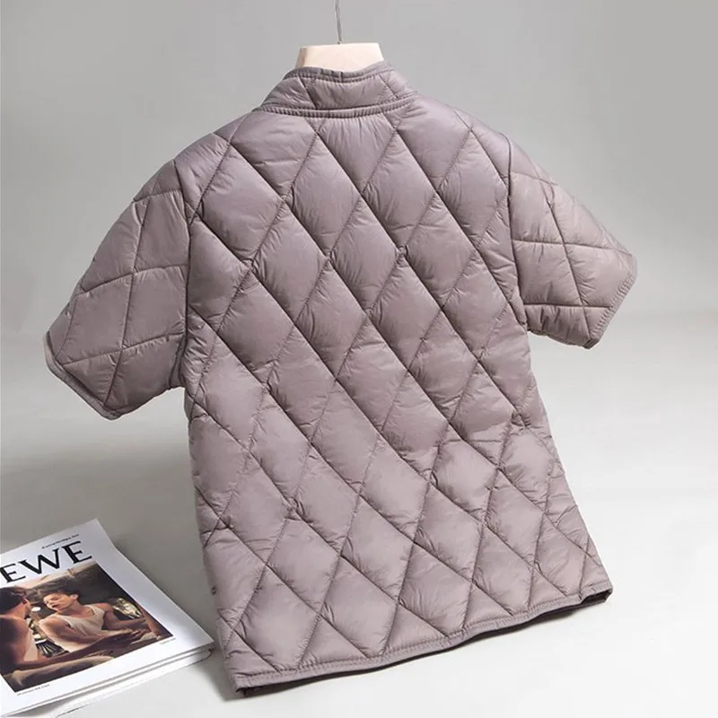 Nouveau vers le bas coton rembourré gilet veste femmes 2025 automne hiver mode demi-manches Parkas chaud gilet femme court vêtements d'extérieur