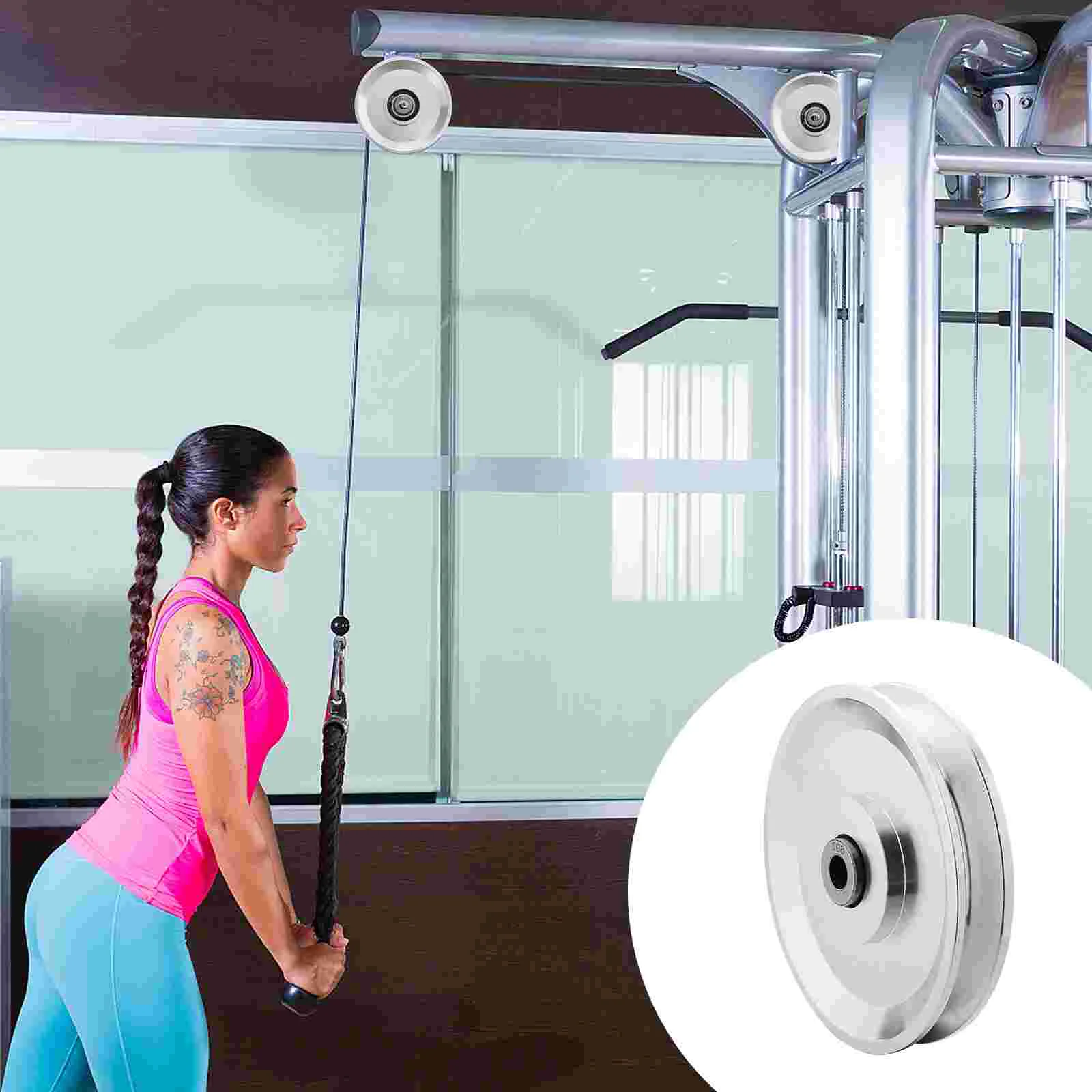 

Pulley Wearproof Lift Load Bearing Gym Equipment Accessories Wire Rope Swiveling Fitness Aluminum Alloy Replacement Parts