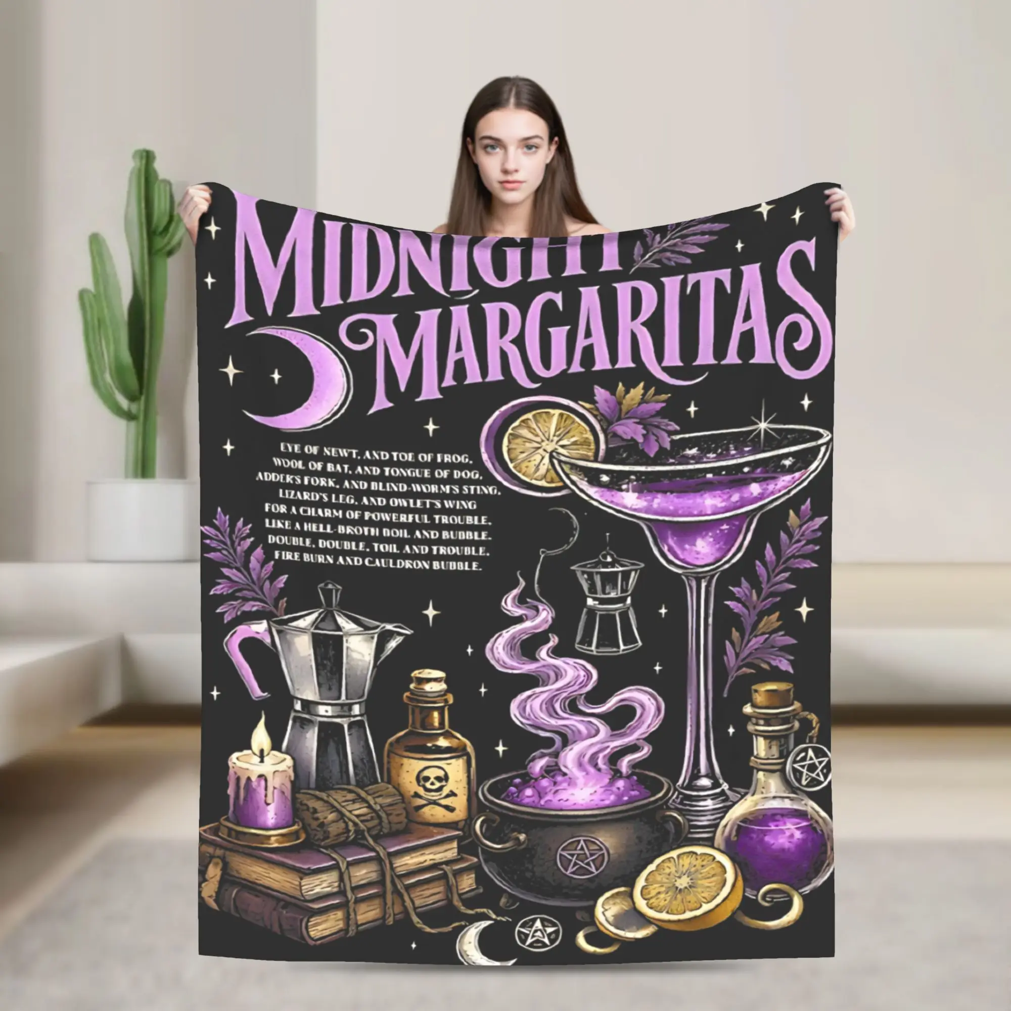 Practical Magic Midnight Margaritas Witchcraft Witchy Coven Pentagram Blankets Fleece Thin Throw Blankets for Sofa Bedspread