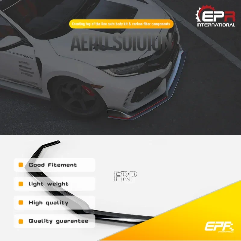 

VRSAR1 Style FRP Fiber Glass Front Lip Fiberglass Bumper Splitter Tuning Spoiler For Honda 17 On Civic Type R FK8 5 Door Hatch