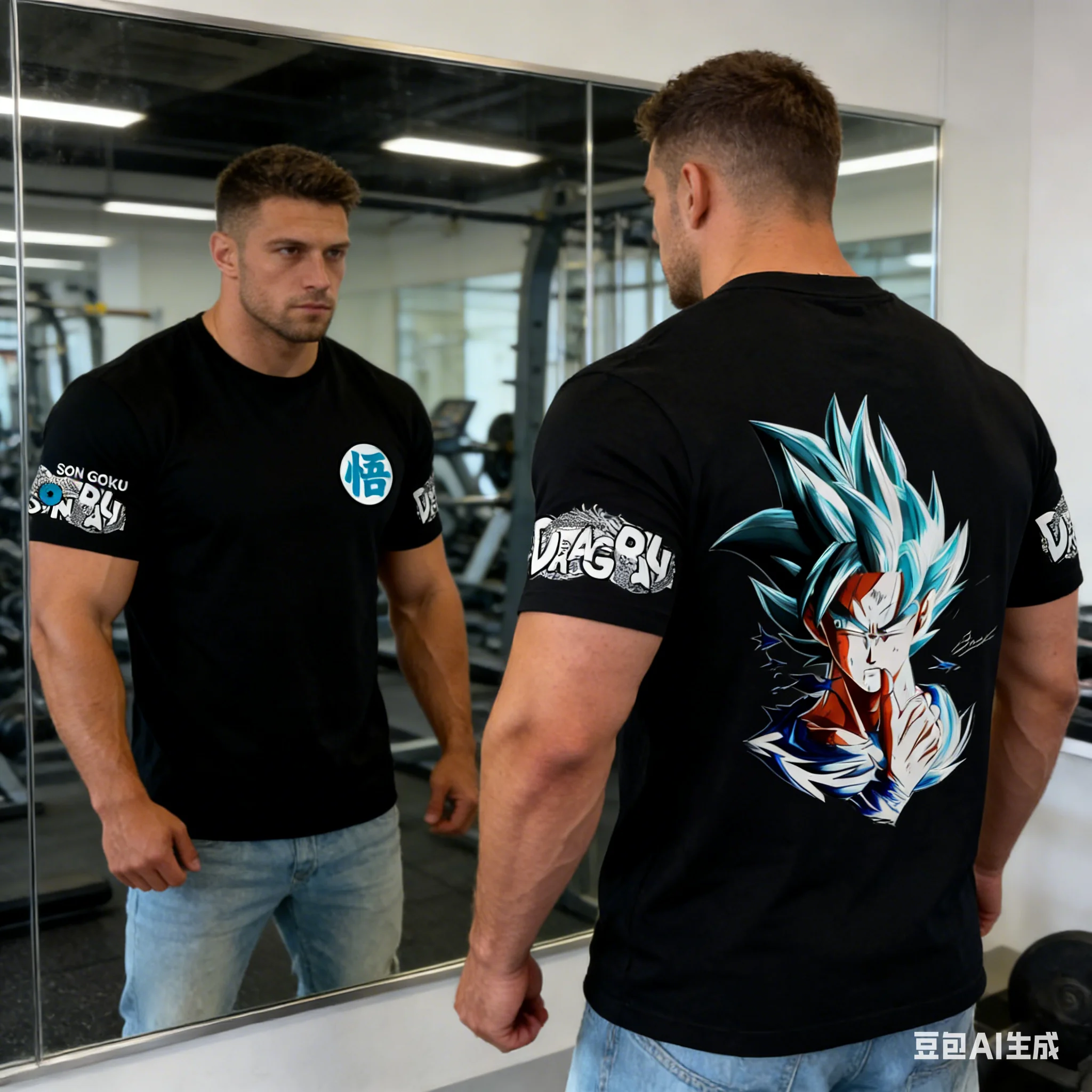 

Summer 2026 Dragon Ball Goku Super Blue Street Graffiti Style Pure Cotton Printed Extra-large T-shirt for Adults and Children