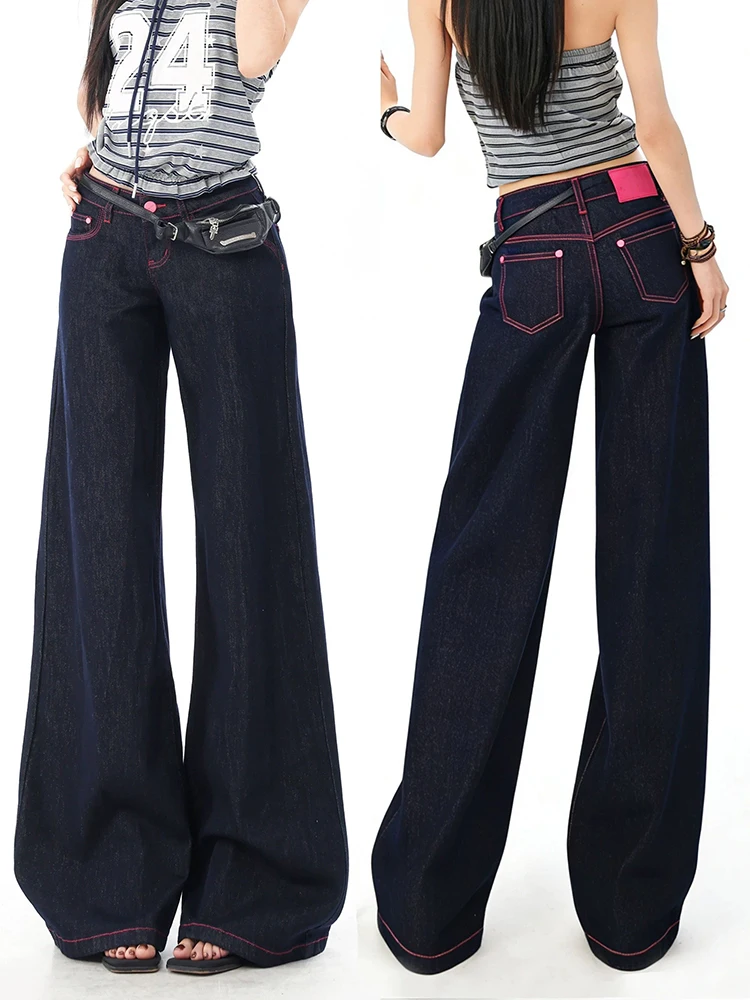 Y2K High Waisted Slimming Flared Pants Women Spring Autumn Denim Color Micro Flared Jeans Pear Shaped