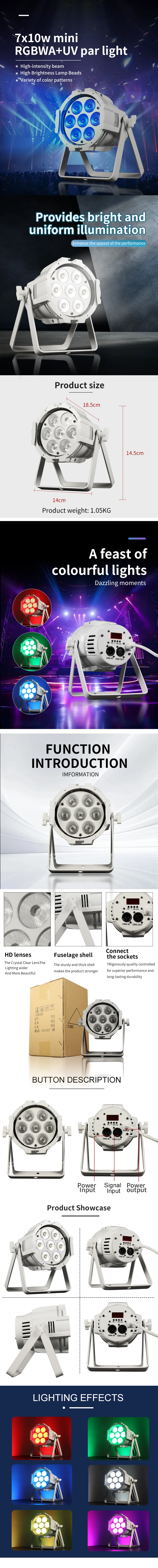 7x18W RGBWA+UV 6 in 1 LED Par Licht DMX Steuerung Professionelle Disco Ausrüstung Bar Party Bühne Licht – Detail 1