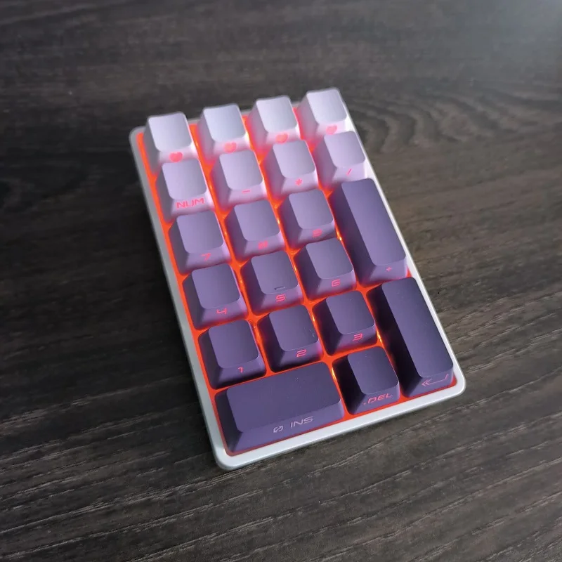 

Keypad 21 keys side engraved keycap light-transmitting pbt material oem height gradual change mechanical keyboard cap
