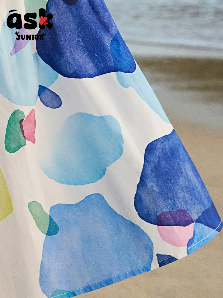 فستان بتصميم مطبوع بالكامل على طراز منتجع شاطئ البحر للفتيات من توين #6