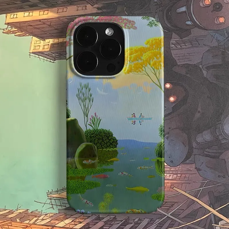 

Colorful Little Fish Art in A Small River Case for IPHONE 17 16 ProMax 15 14 Plus 13 12 MINI 11 PRO 16Plus X Acrylic Phone Cover