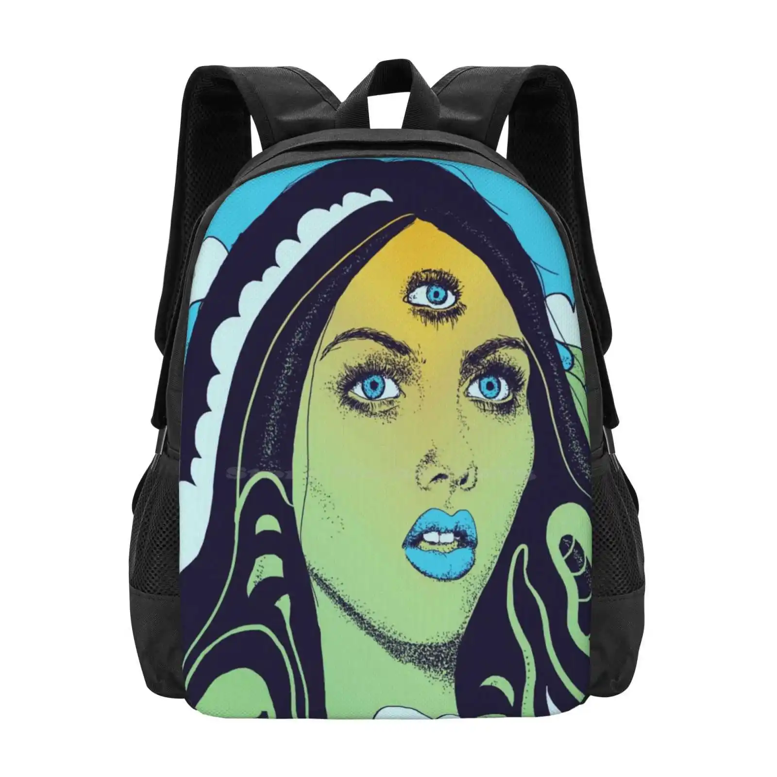 Wahrsager Verity in blauen Tasche Rucksack für Männer Frauen Mädchen Teenager psyche delisch okkulten trippy Hippie Magie blau Hexerei