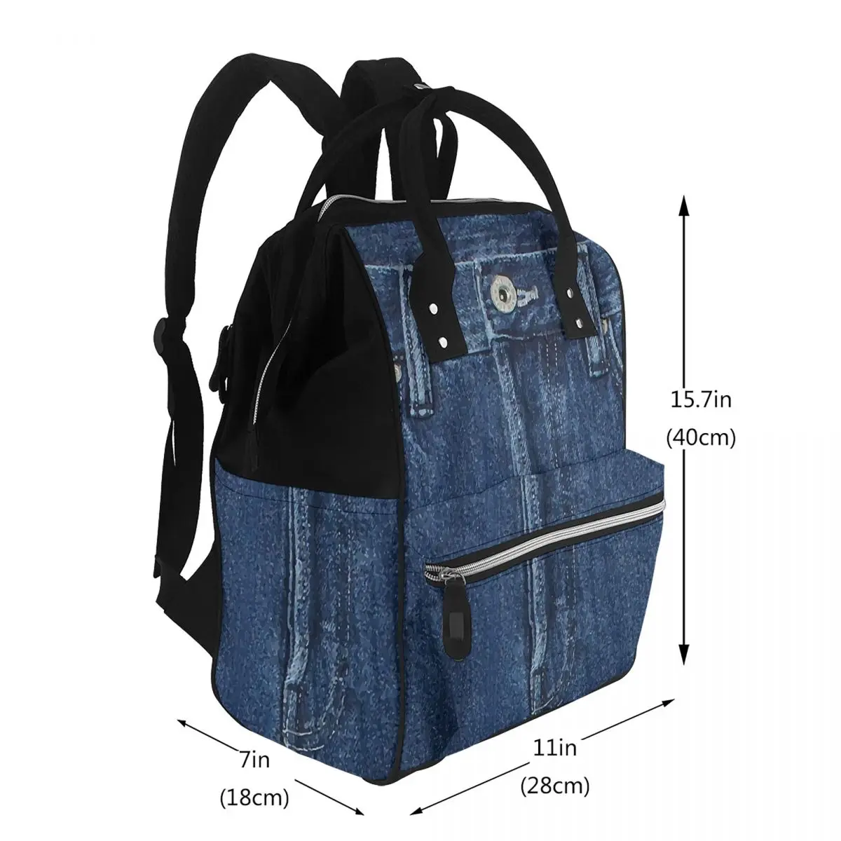Blue Denim Classic Jeans Texture Student Backpack School Bag Hiking Travel Daypack for Men Women Bookbag Shoulder Bags