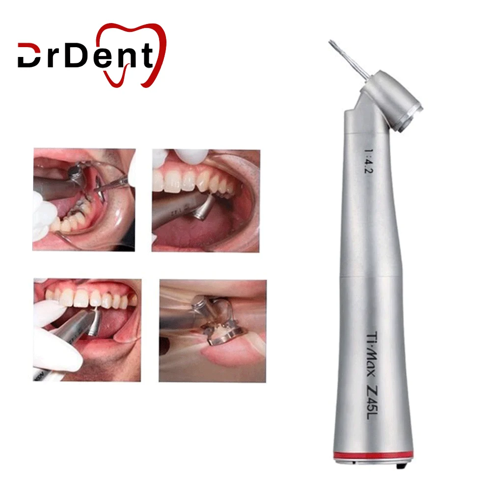 1:5 Dental Contra Angle Z45L Handpiece LED Mini Head  X95L Push Button Increase Speed 1:4.2 Inner Water Spray Red Ring fit