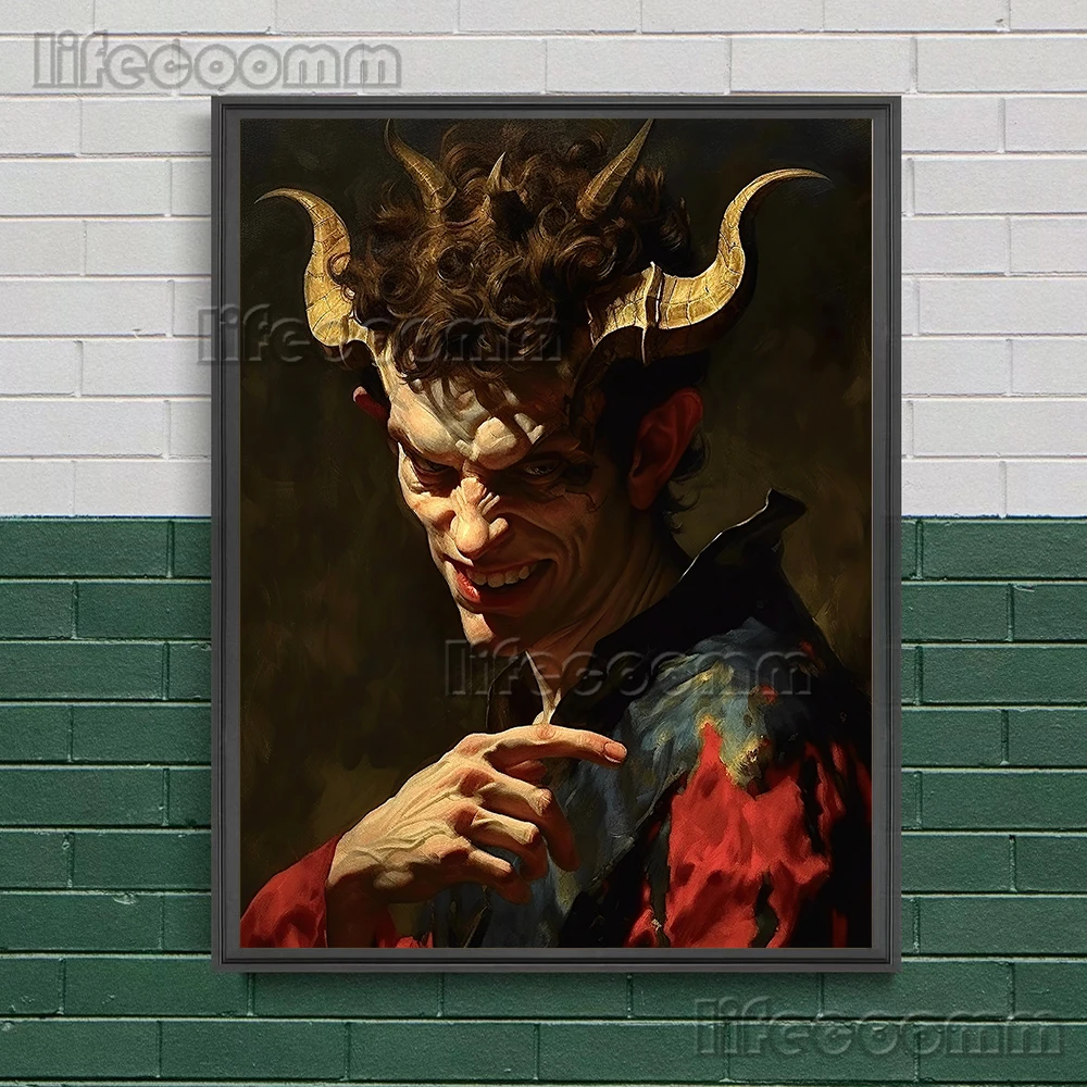 People Invaded By Demons Vintage Wall Art Canvas Painting Evil Gaze Demon Portrait Art Poster And Print Home Decoration Unframed