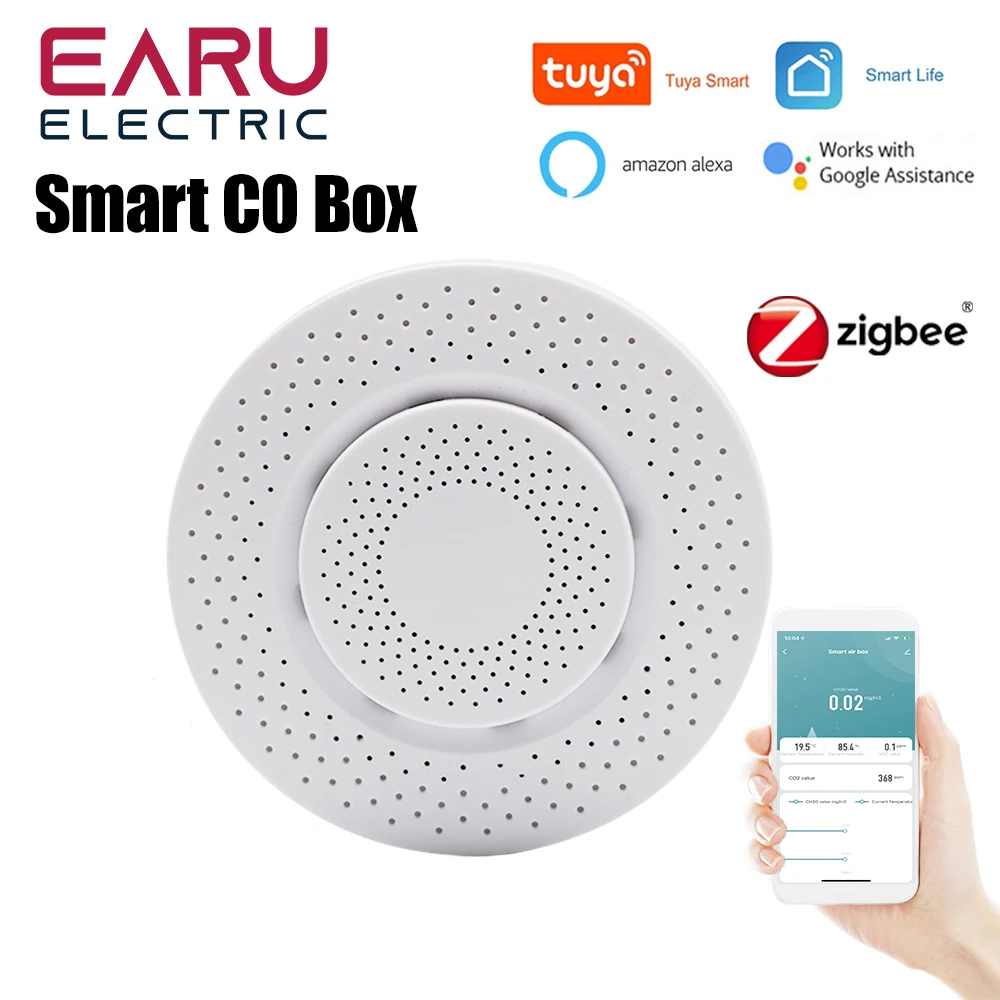 Tuya Zigbee Air Box qualità CO rilevatore di monossido di carbonio Tester automazione allarme funziona con l\'app Smart Life per Alexa Google Home