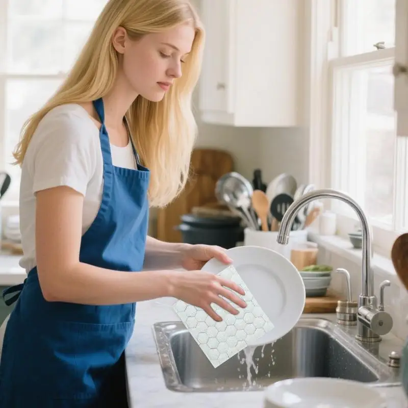 

Dish Rags Double-Sided Washing Wire Dishcloth Quick-Drying Reusable Dish Rags 5 Pieces for Window Camping Bathroom Lens Bowl Car