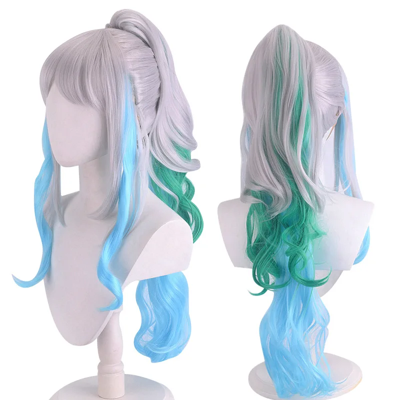 Anime Yamato Cosplay Wig Adult Women Long Curly Ponytail Hair Heat Resistant Synthetic Wigs Halloween Accessories Props