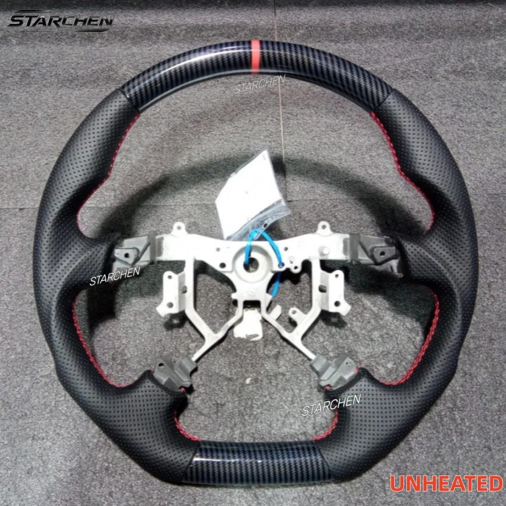 Hydro-Dip Carbon Fiber Steering Wheel for Toyota 4Runner 2003-2009 Tundra 2003-2006 Sequoia 2003-2007 Tacoma 2005-2011 Prado 2002-2009 Red Stitching (Non-heated)