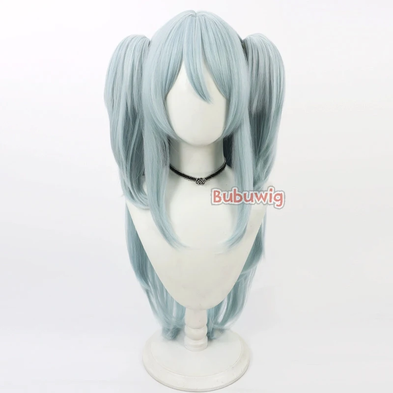 Bubuwig włosy syntetyczne Kirigaya Hitsugi peruka do cosplay s Akuma no Riddle 70cm długie proste jasnoniebieskie kucyk peruka żaroodporne