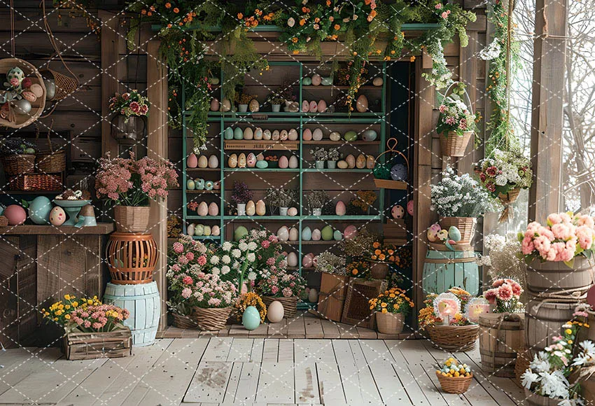 Mehofond Photography Backdrop Spring Easter Wonderland Newborn Birthday Party Colorful Egg Flower Window Decor Photo Background
