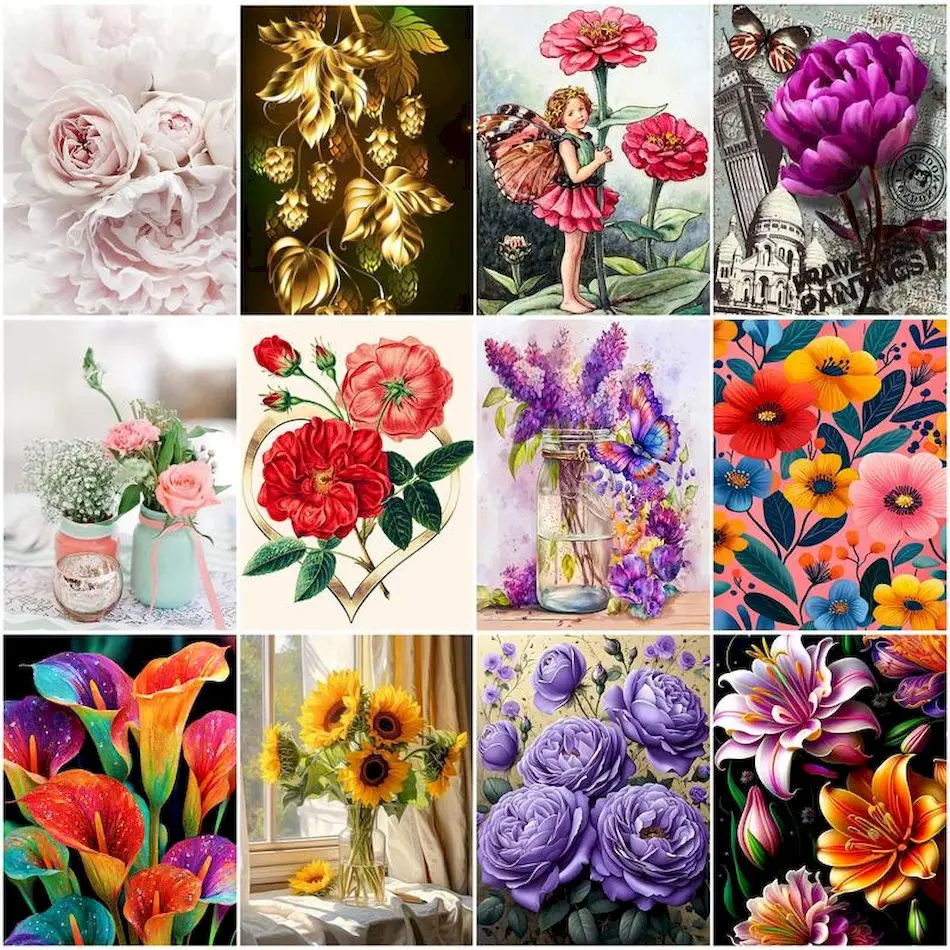 

RUOPOTY Painting By Numbers For Adults Picture On Canvas Arts Crafts Drawing Flowers Handiwork Original Gifts Paint Kit Oil Diy