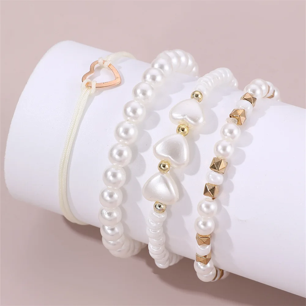 طقم سوار للأطفال ، حبات أرز مقلدة ، مطرز بالحب ، طراز لطيف حلو ، أرز ملون ، 4 * *