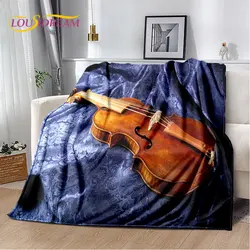 Manta de felpa suave con música de instrumento de violín clásico, manta de franela para sala de estar, dormitorio, cama, sofá, cubierta de Picnic