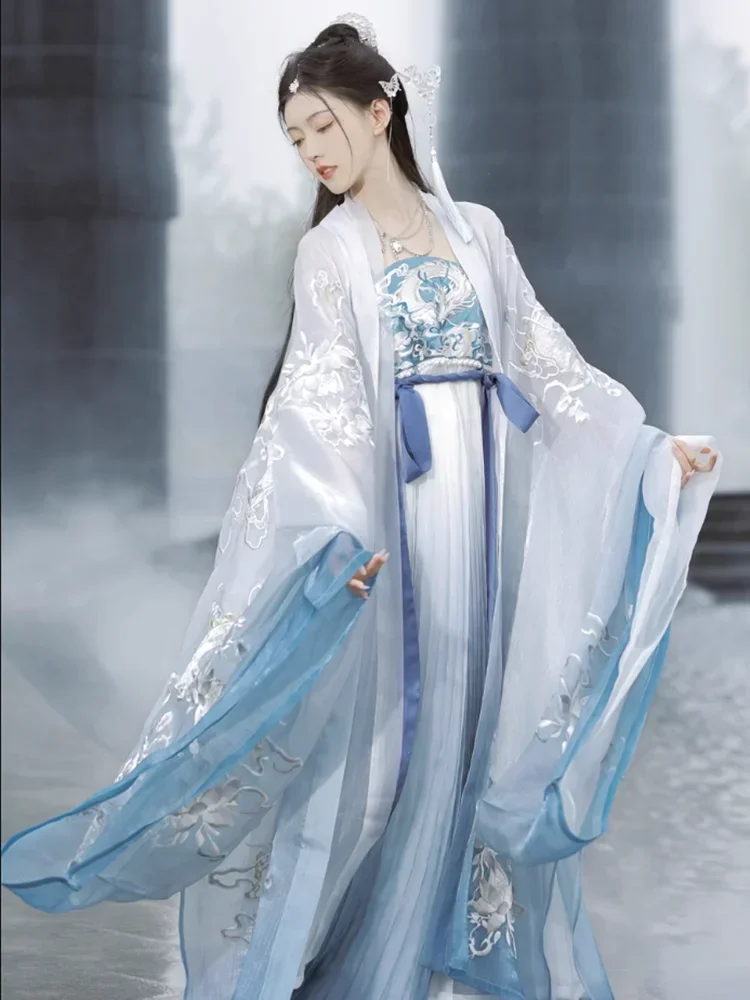 Sukienka Hanfu kobiety chiński tradycyjny haft Hanfu kobieta Halloween karnawał wróżka przebranie na karnawał strój na imprezę sukienka Hanfu