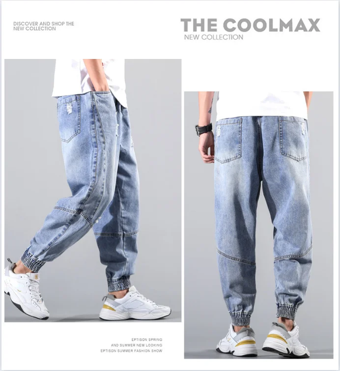 Calça masculina elástica Hip Hop Cargo, jeans de streetwear, Harun Joggers, outono e inverno, 2023