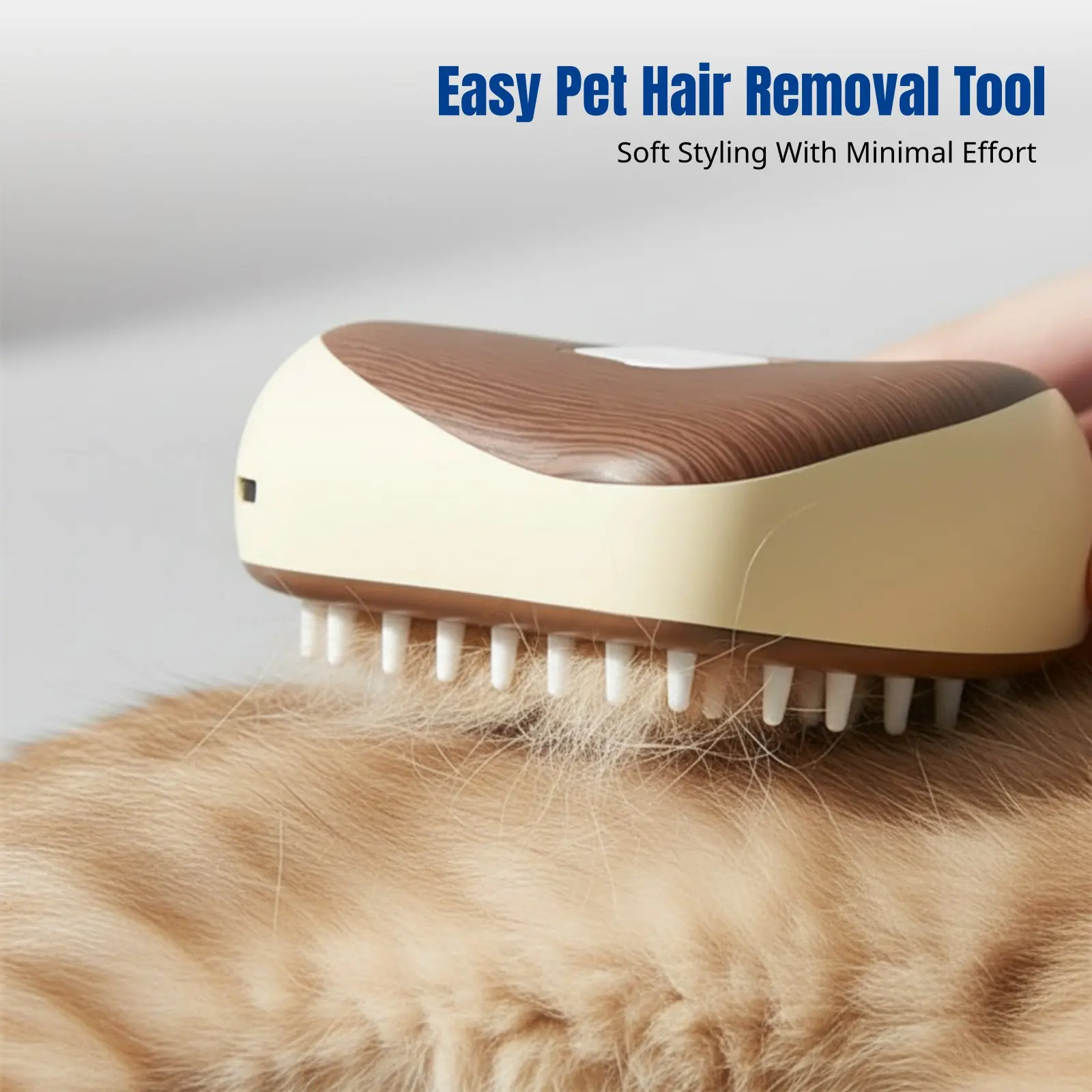Steam Spray Pet Comb, Wooden Texture Grooming Brush, Cat Dog Hair Remover, No-Rinse Cleaner