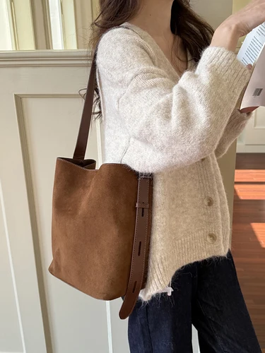 2025 nuevo Otoño/Invierno bolso cruzado de Suedette Retro bolso de hombro de gran capacidad bolso de mujer de viajero diario de moda