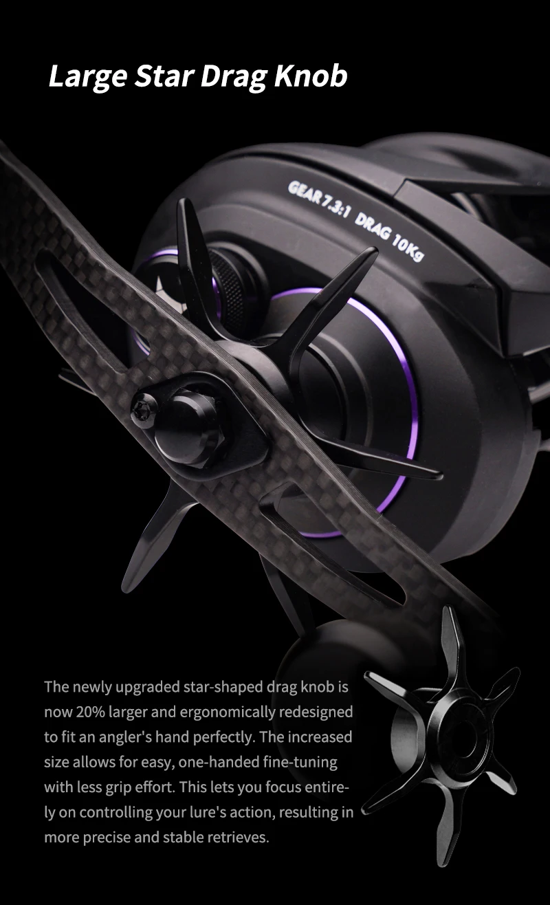 PURELURE ZANA MAX 10KG SV+DC Dual-Modus 7.3:1 Übersetzung Salzwasserbeständige Vollmetall 215g Macro Monster 10+1 Kugellager Baitcasting-Rolle – Detail 18