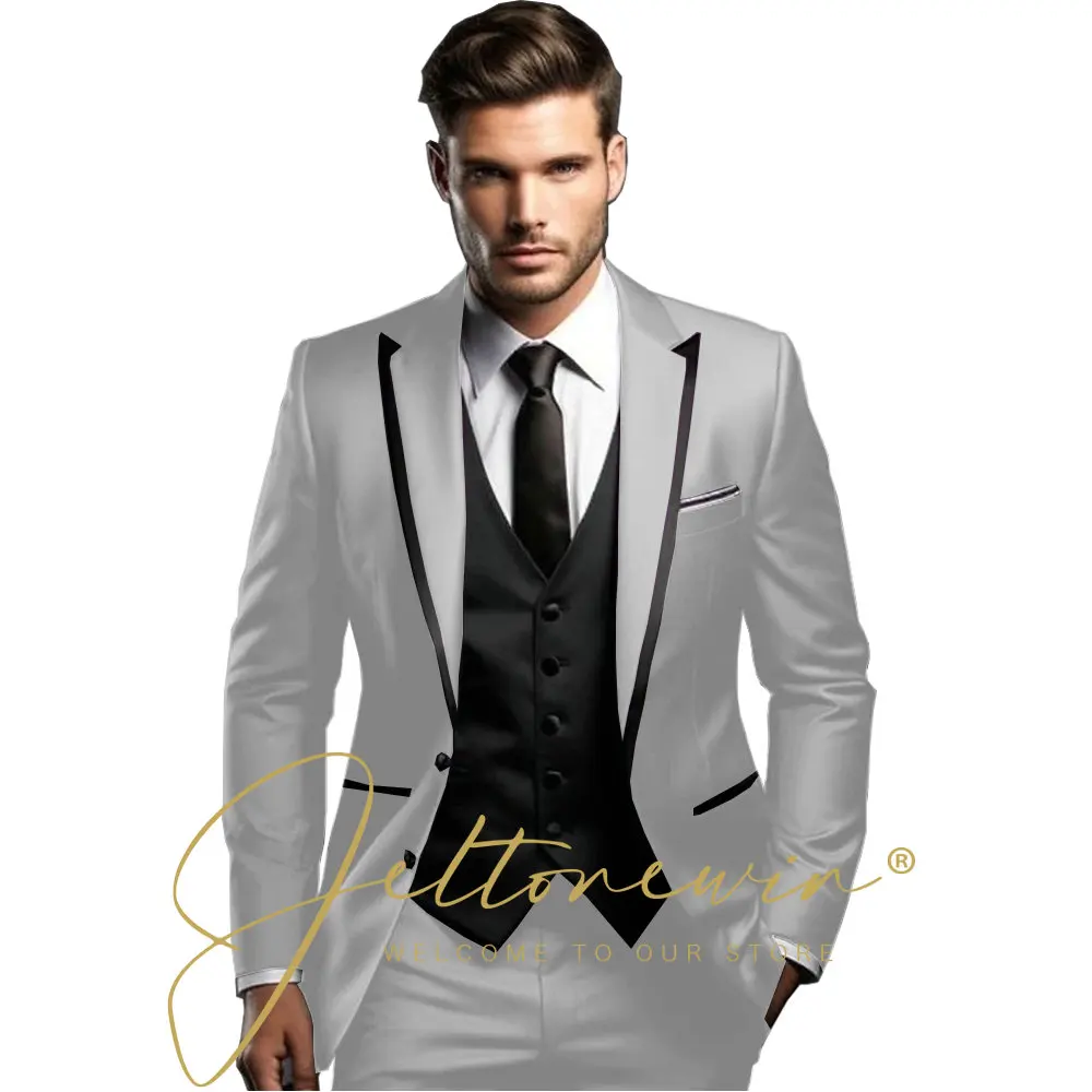 Burgundy Elegant Wedding Suits For Men Slim Fit Peaked Lapel Groom Prom Tuxedos 3 Pieces Sets High-end Male Blazers Ropa Hombre