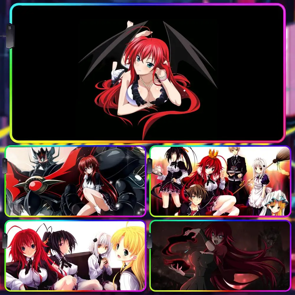 

Rias Gremory Hentai Anime Girl Mouse Pad Gamer Luminescence Led Mouse Pad Gaming Table Rgb Deskmat Keyboard Pc Mousepad