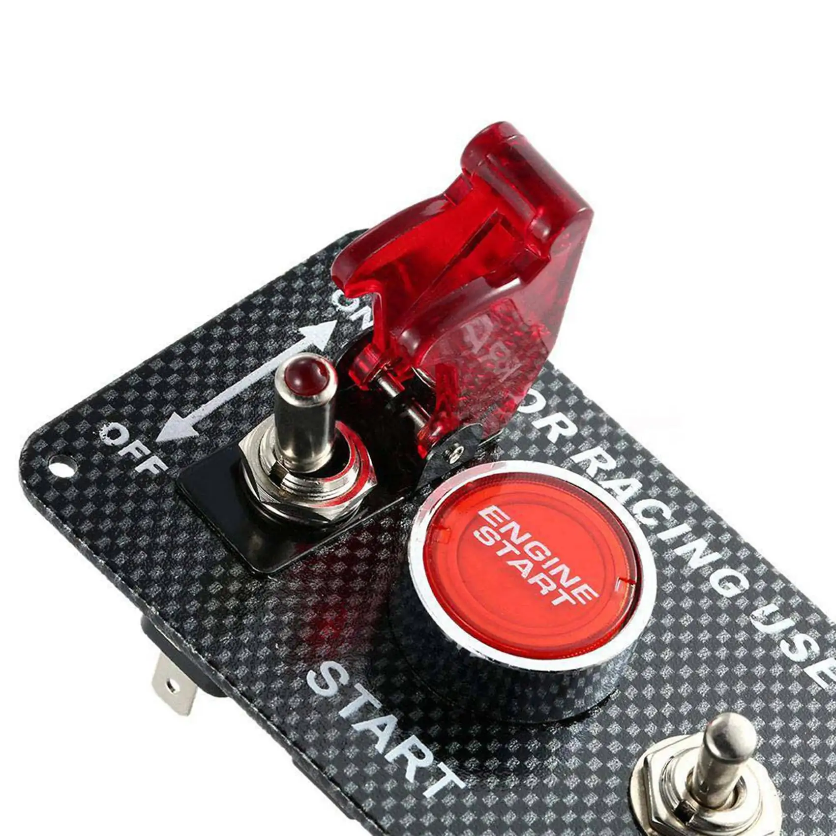 AT29-2X 12V Car Ignition Switch Engine Start Push Button 3 Toggle Racing Panel