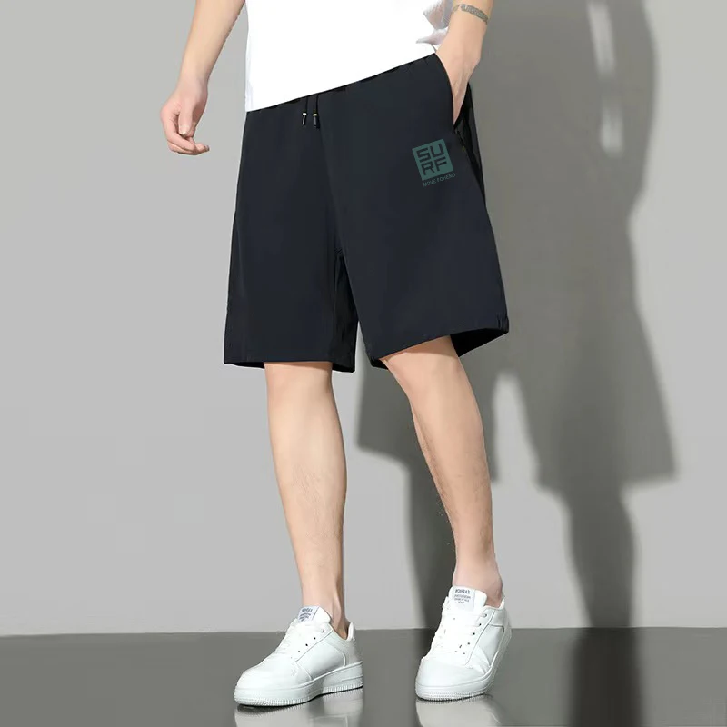 Qui Dry Ice Silk herenorts zomer dunne casual losse basketbal hardlopen sport vijfkwart lengte broek polyestervezel