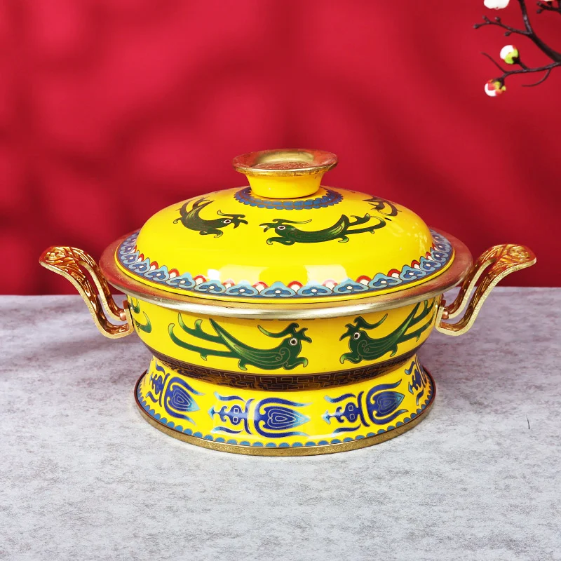 

Enamel Single Hot Pots Induction Cooker Small Copper Pot, Small Copper Chafing Dish Buffet Commercial Thickened Pots for Cooking