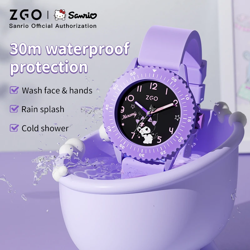 ZGO x Sanrio Kuromi kids watch for girls. Purple watch with design sense, waterproof quartz watch gift 2153